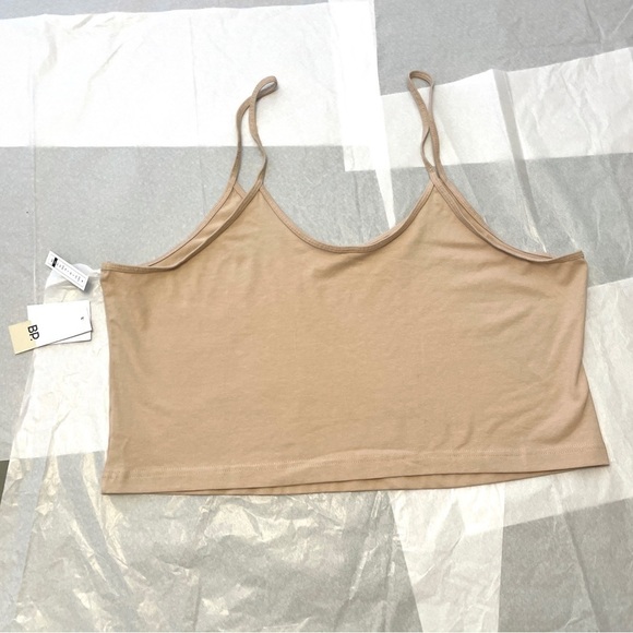 BP Nordstrom Crop Organic Cotton Blend Camisole In Tan Doeskin 3X - Picture 3 of 13